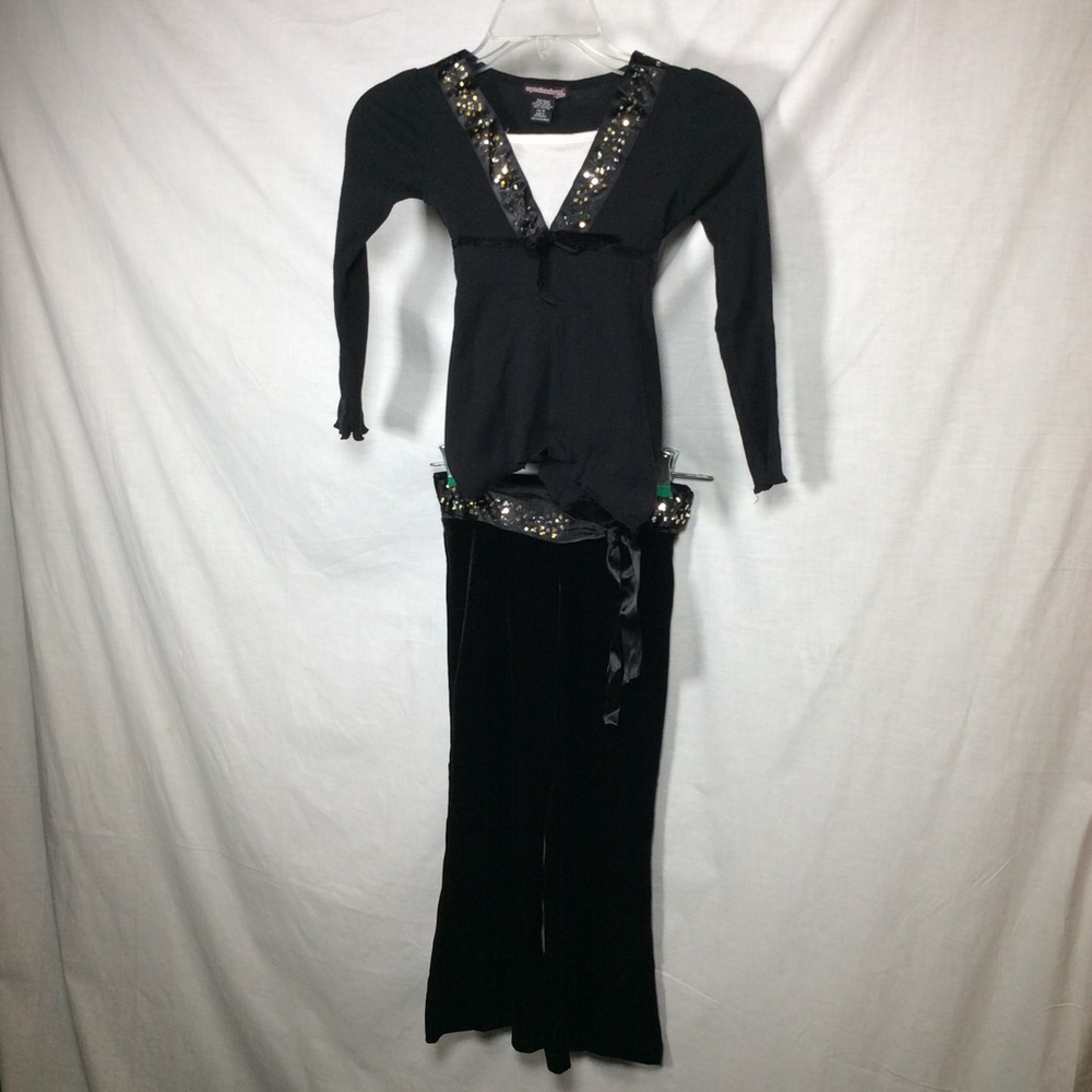 Eyeshadow Girls Black Top & Black Velvet Pants
